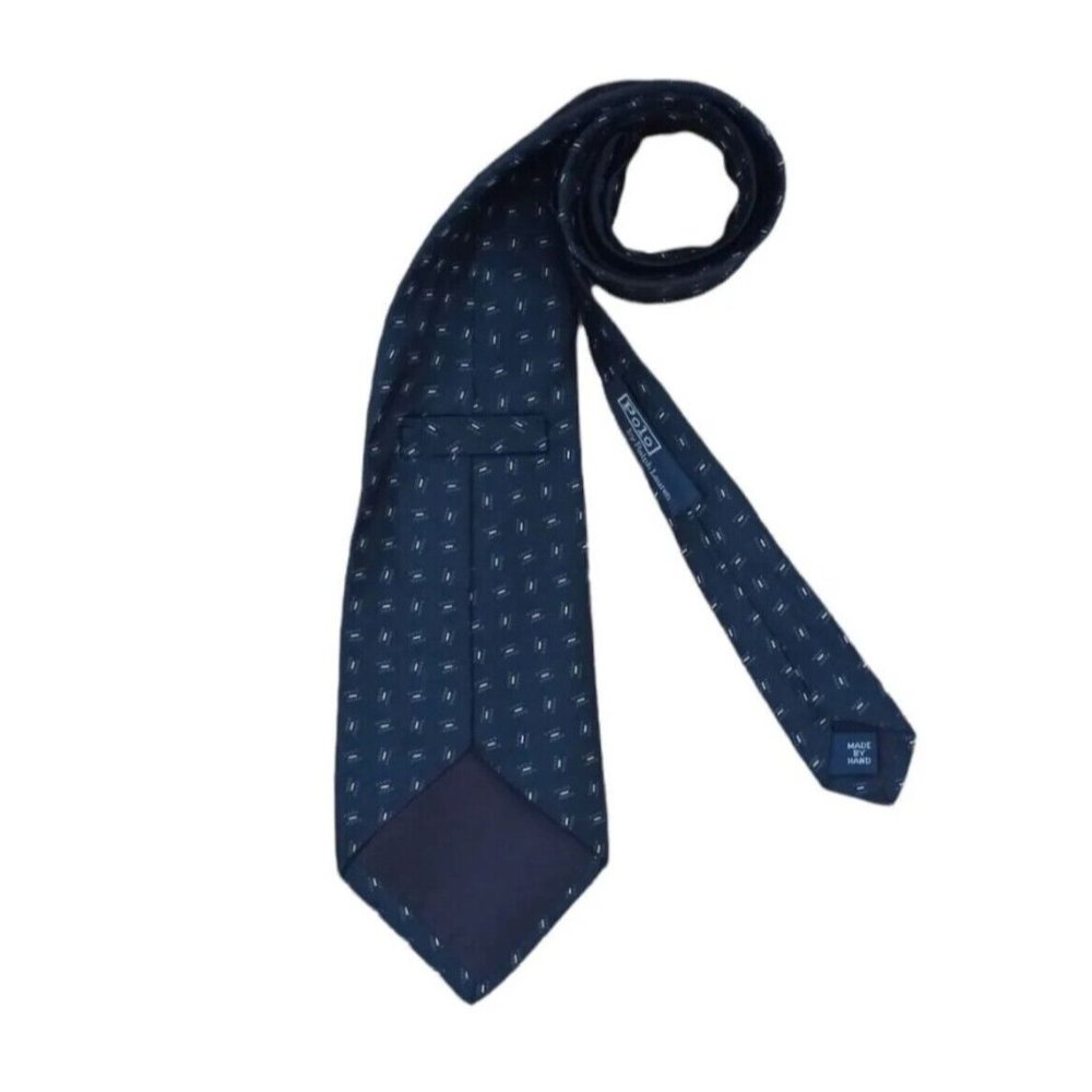 POLO BY RALPH LAUREN Blue Geometric Silk Tie HANDMADE USA 60"/ 4" EC - Picture 3 of 7